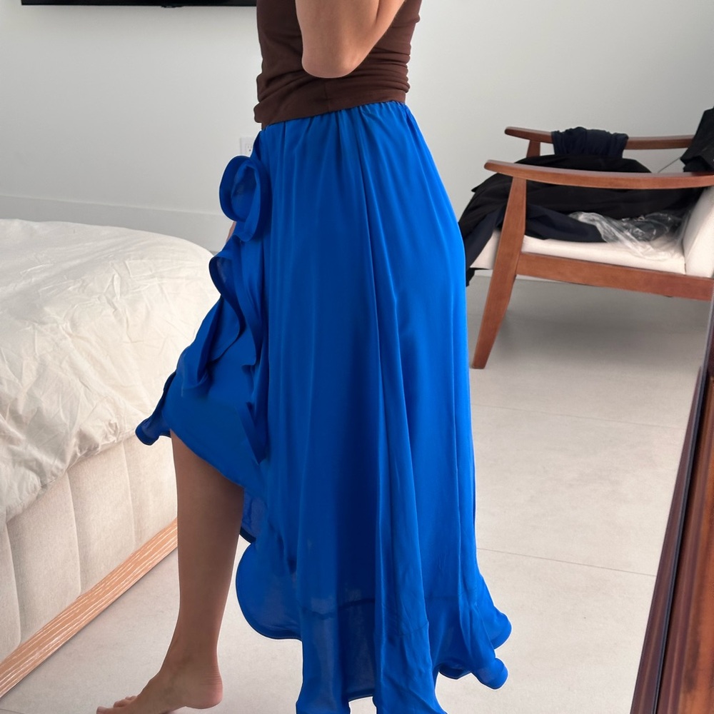 Alexis Blue Ruffled High-Low Midi Skirt - Picture 5 of 5